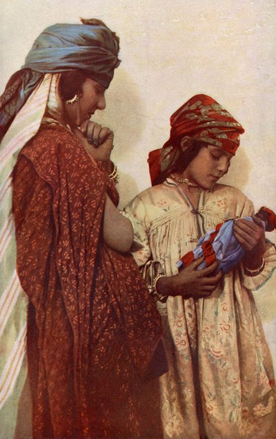 África. Una pareja de jóvenes beduinos con vestidos típicos. 1920 de Unknown